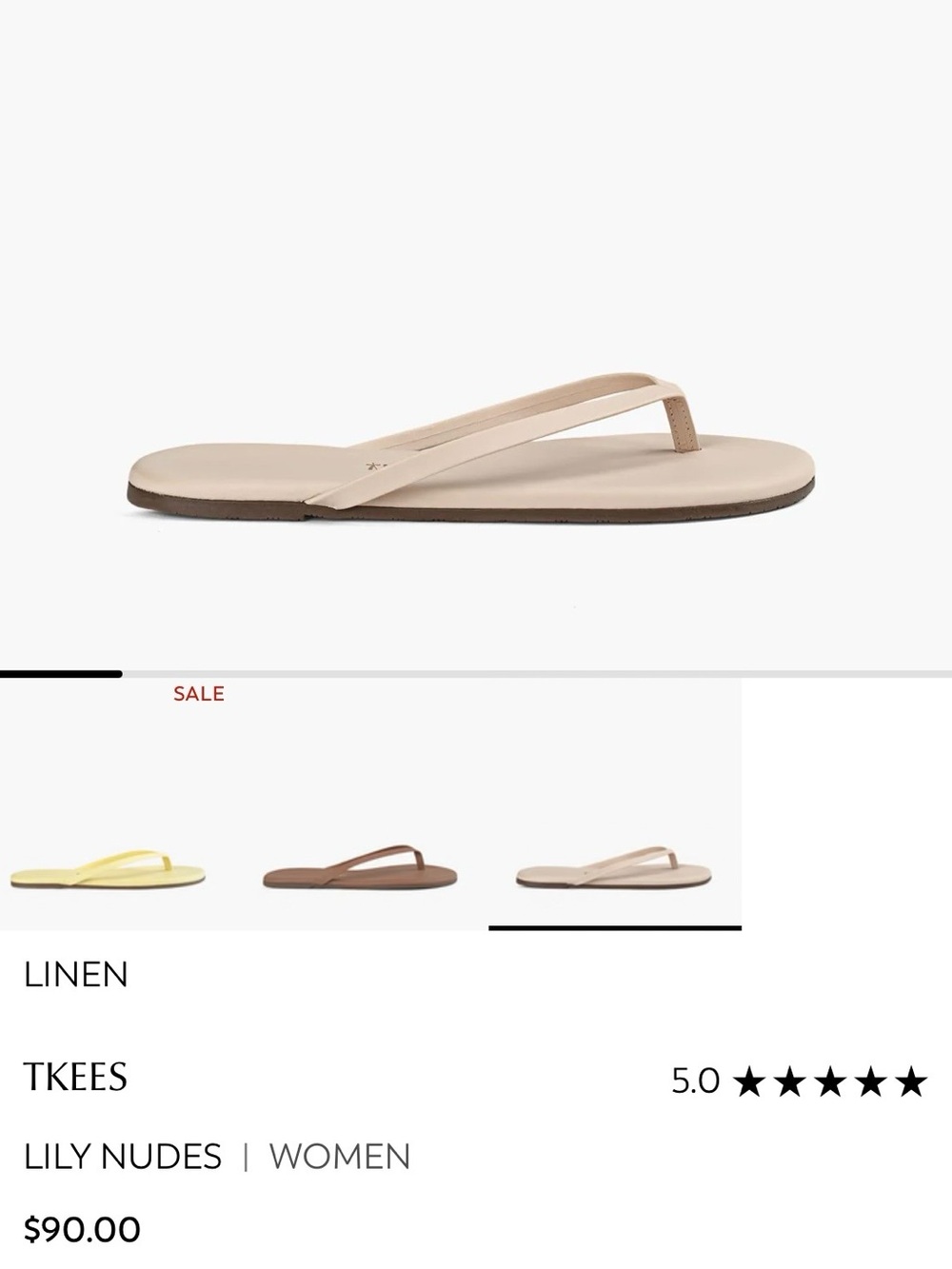 TKEES Lily Nudes Flip Flop in Linen (Beige)